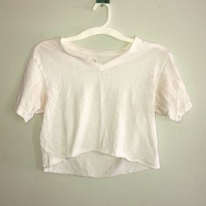 White v-neck crop top